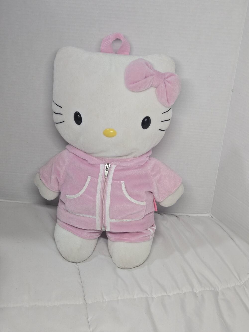 VTG Sanrio Hello Kitty Pink Tracksuit Plush Backpack Bag 2004 15” Retro Y2k Cat